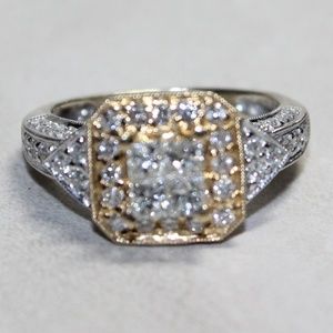 Diamond Invisible Set Ring 14 kt White Yellow Gold